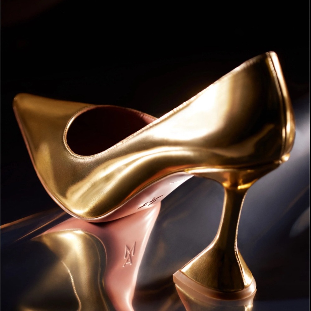 Ami pump - Amina Muaddi in Nappa soft gold leather size 36.